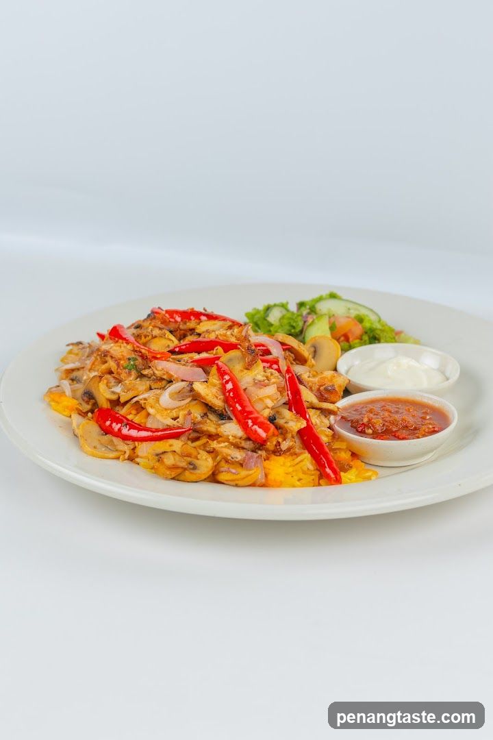 Spicy Mushroom and Chicken Stir Fry with Salad