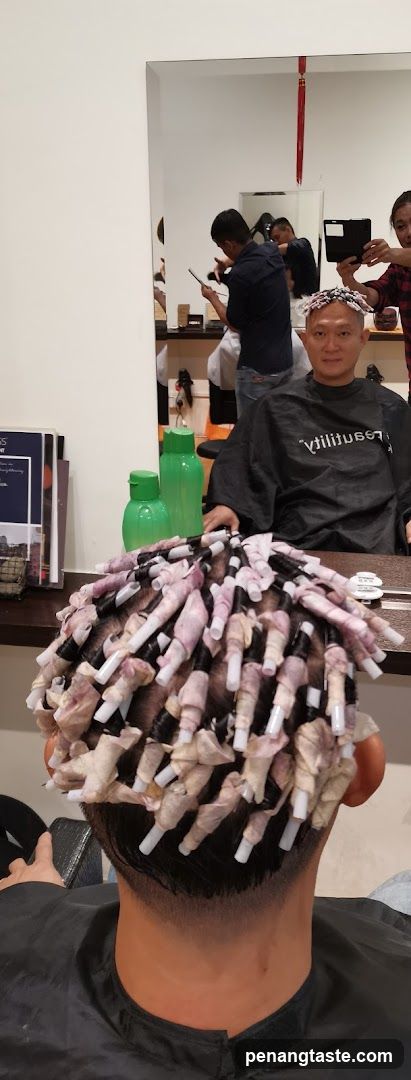 Hair Salon Interior with Perming Process