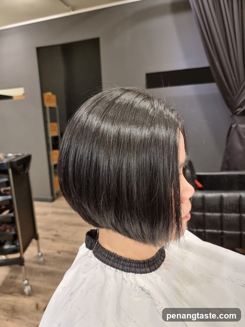 Salon Interior with Bob Cut Client