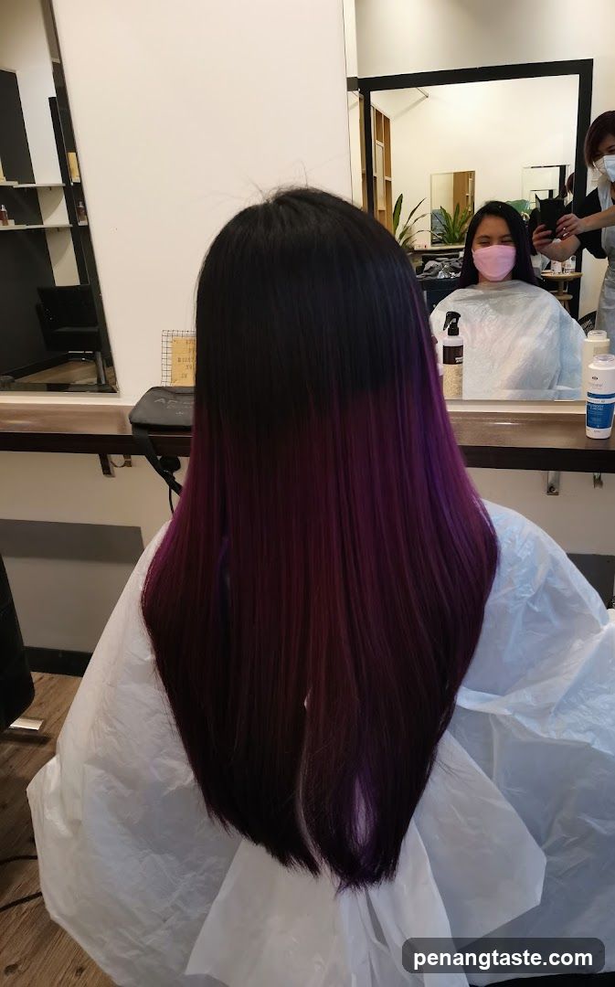 Hair Salon Interior with Purple Hair Dye