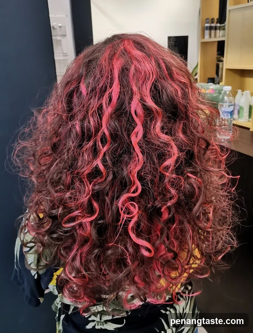 Red and Brown Curly Hair Back View