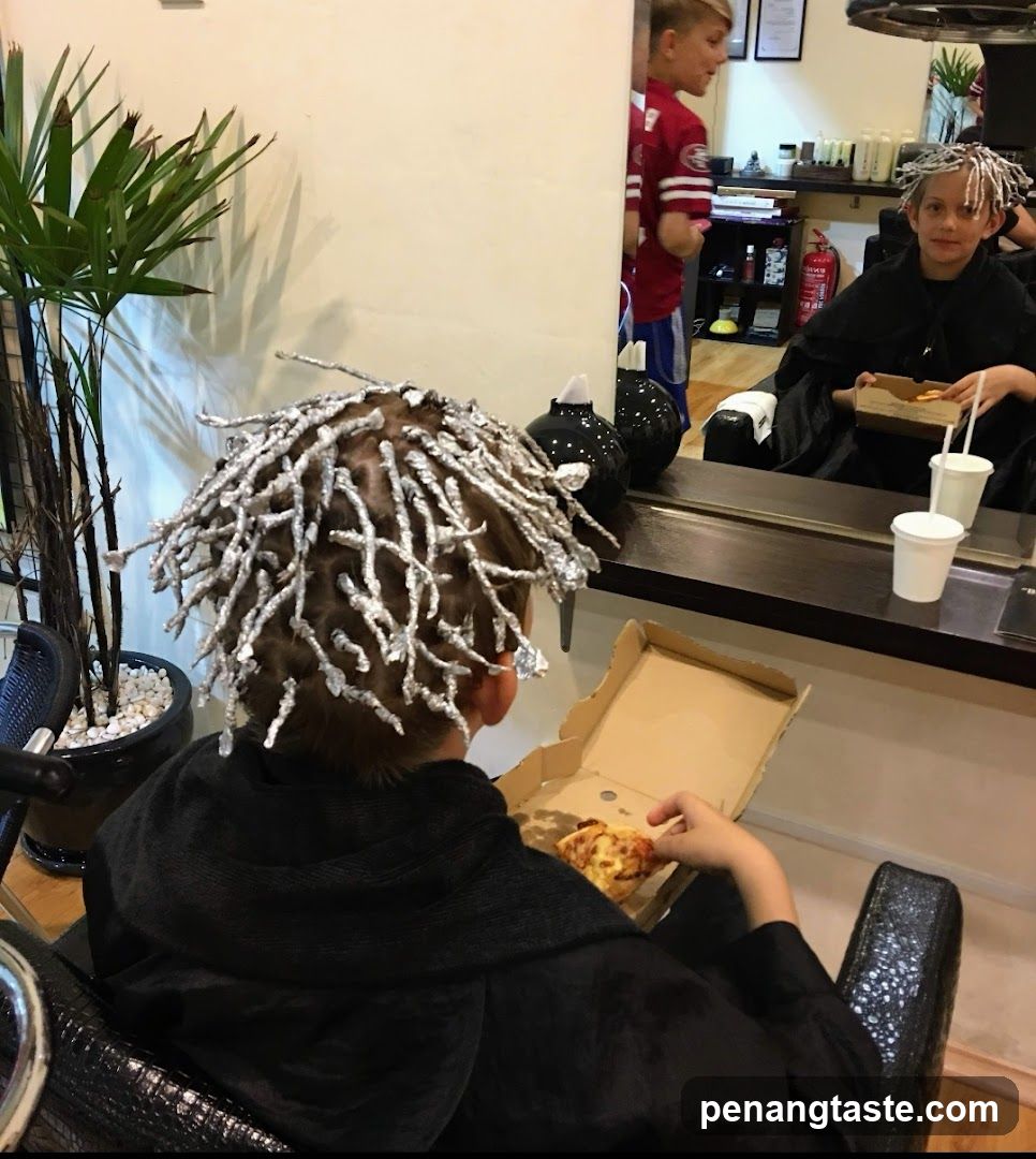 Hair Salon Interior with Kids Getting Creative Hair