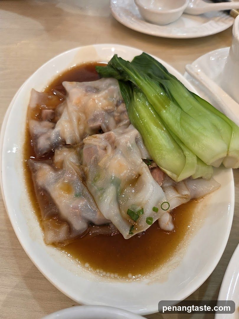 Dim Sum Plate with Rice Rolls and Bok Choy