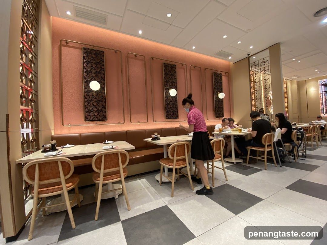 Restaurant Interior with Staff Serving