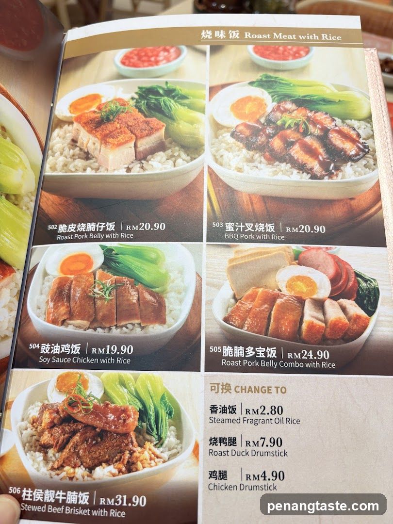 Roast Meat with Rice Menu