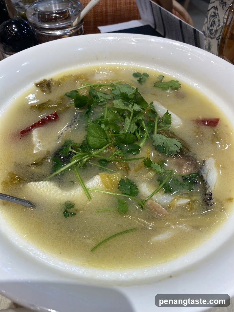 Fish Soup with Pickled Vegetables and Cilantro