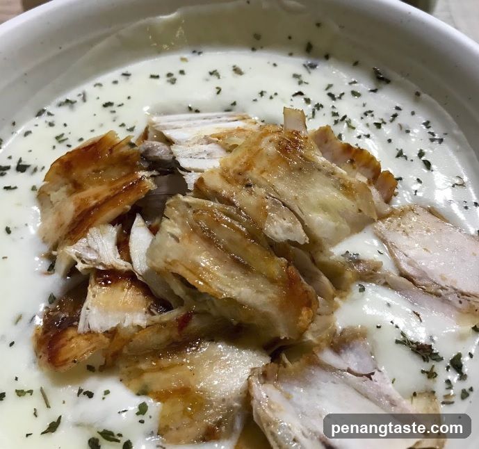 Roasted Turkey on Creamy Soup