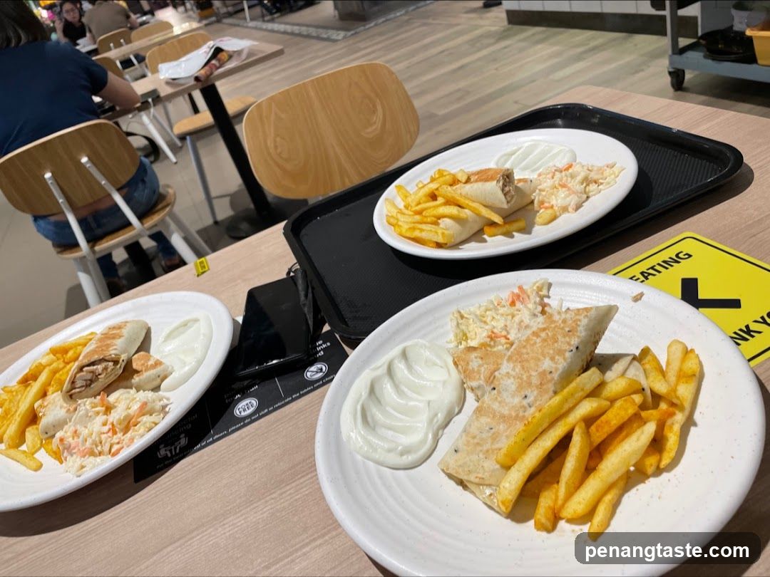 Food Tray with Wraps and Fries