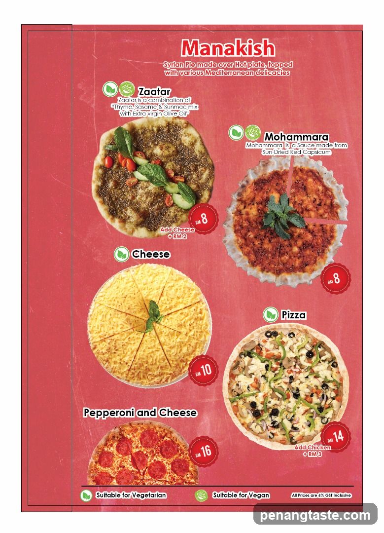 Manakish Menu