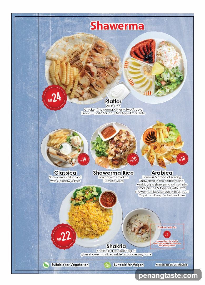 Shawerma Menu Page
