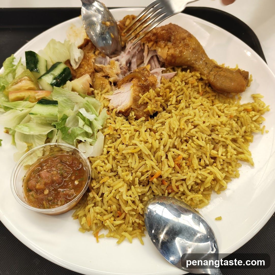 Chicken Rice Plate with Salad and Sauce