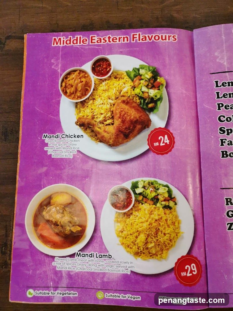Middle Eastern Flavours Menu Page