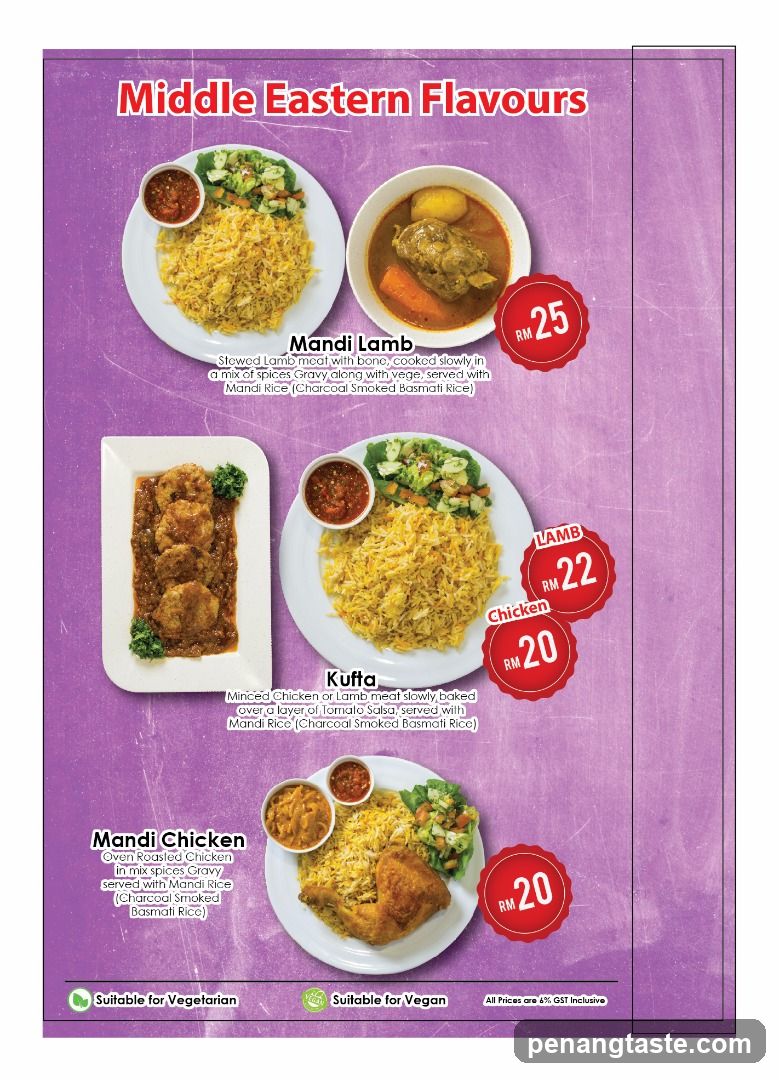 Middle Eastern Flavours Menu Page
