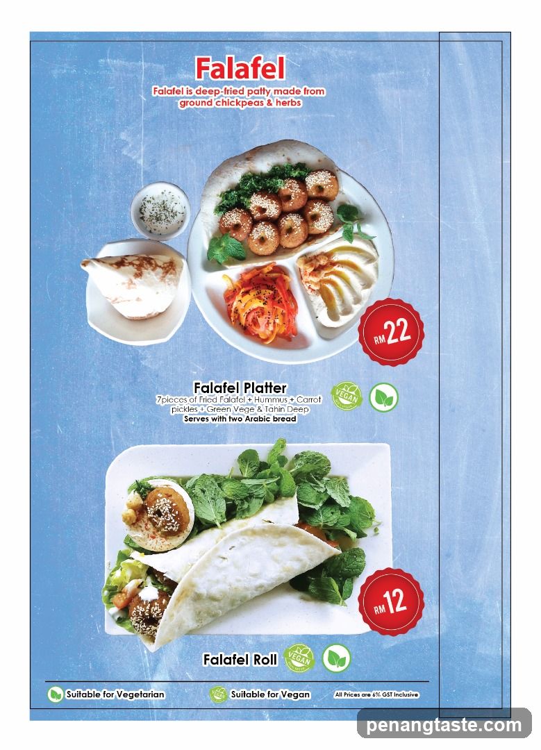 Falafel Menu Page