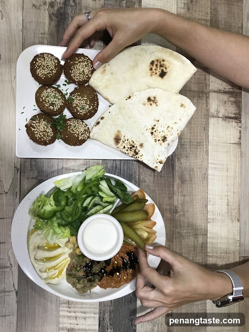 Middle Eastern Platter with Hummus and Flatbread