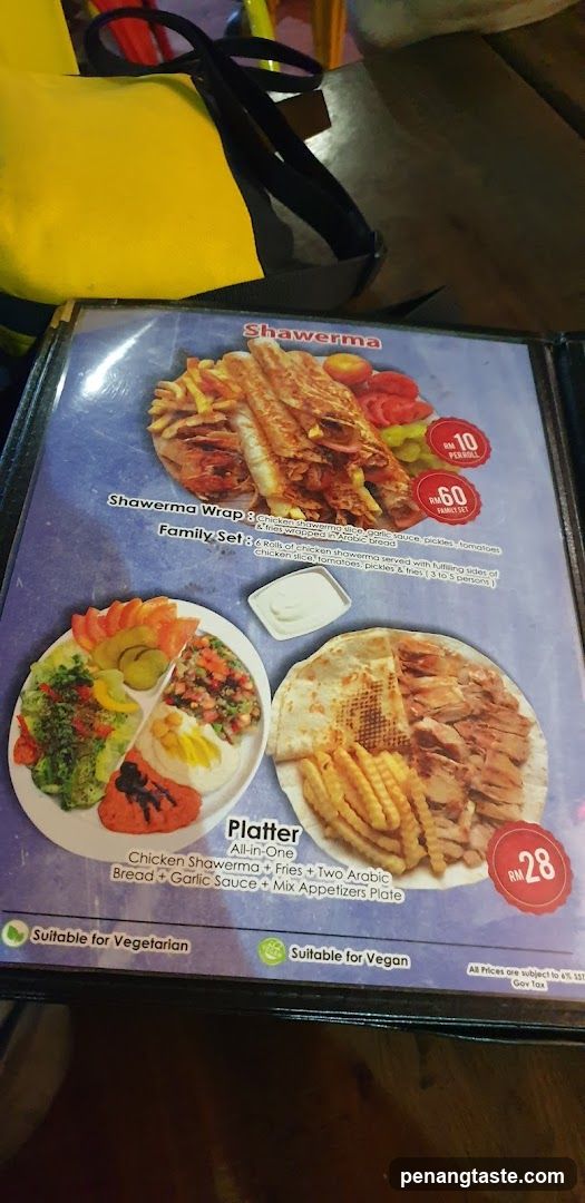 Shawerma Menu Page
