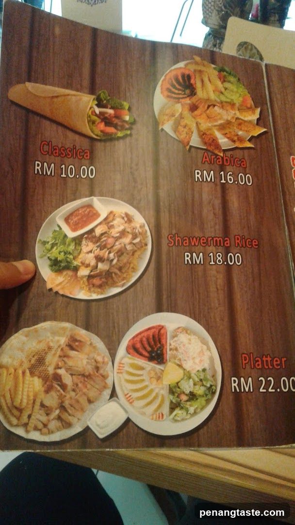 Shawarma Menu Page