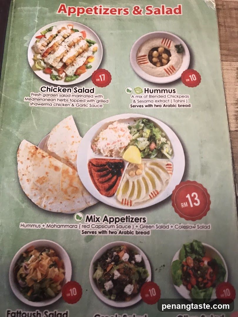 Appetizers & Salad Menu Page