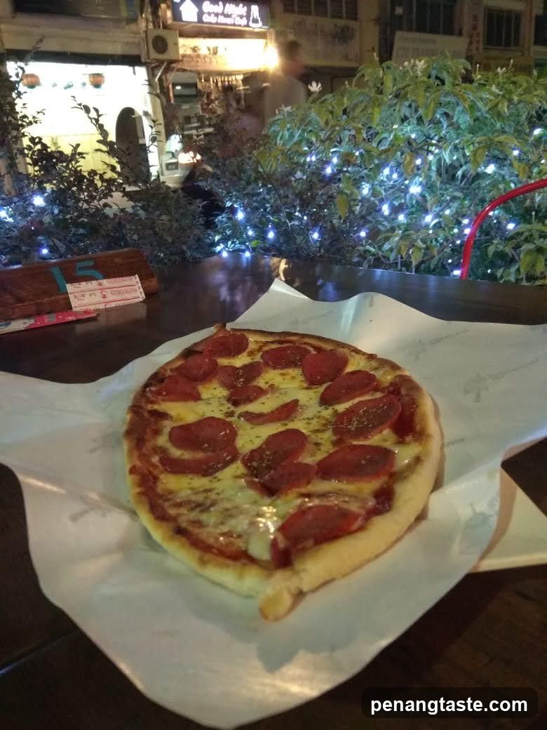Pepperoni Pizza at Night