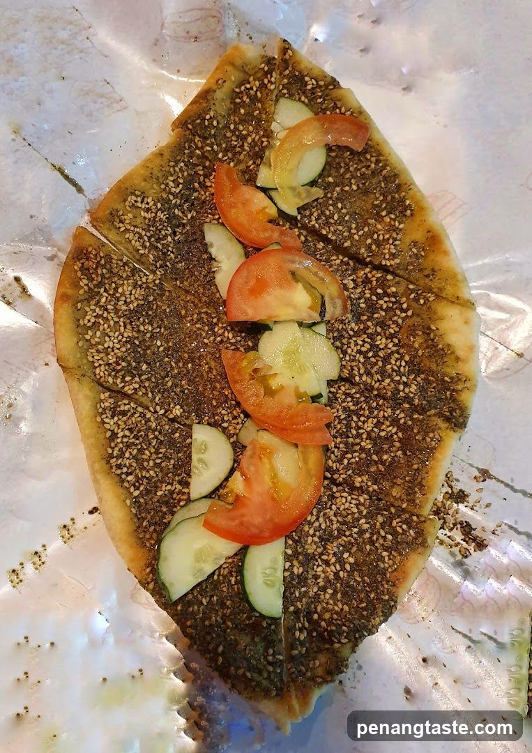 Sesame Flatbread with Tomatoes and Cucumbers
