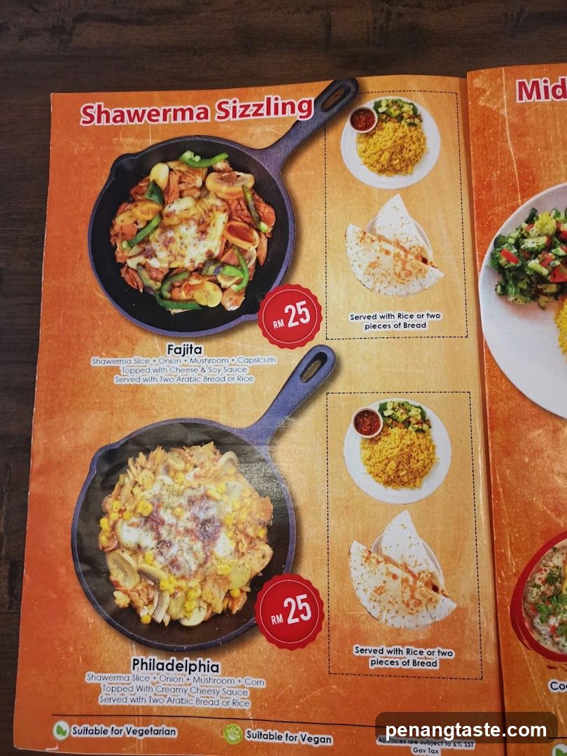 Shawerma Sizzling Menu Page
