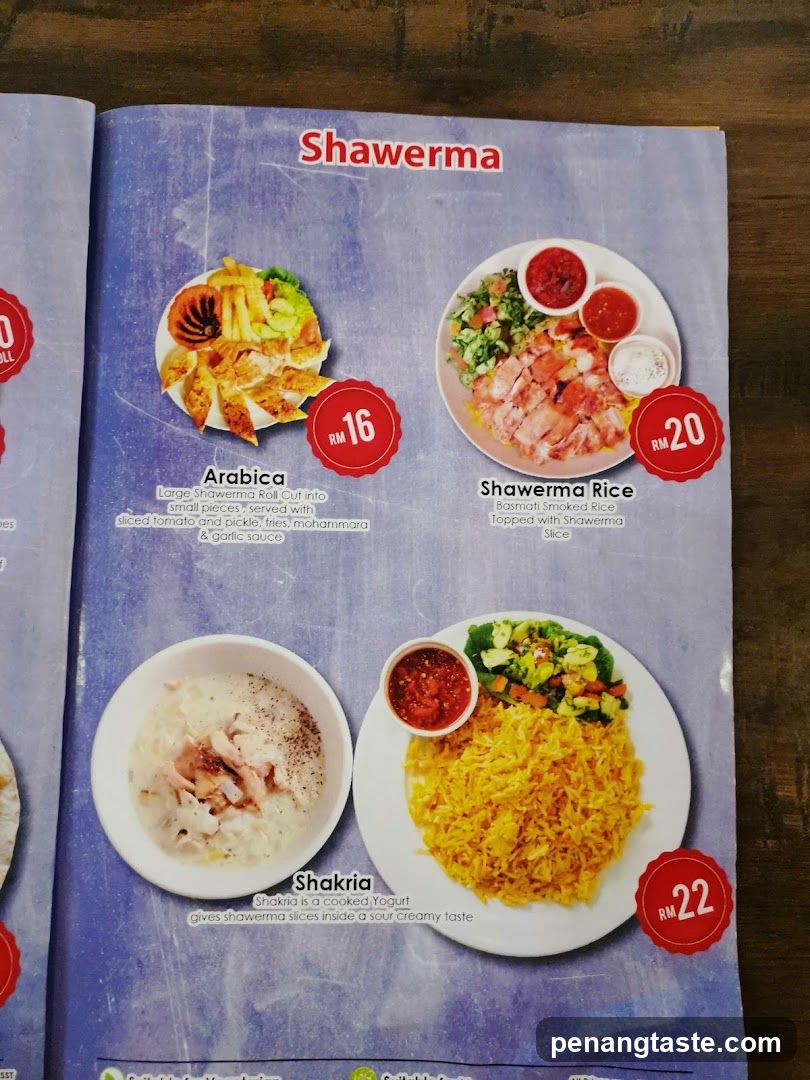 Shawerma Menu Page