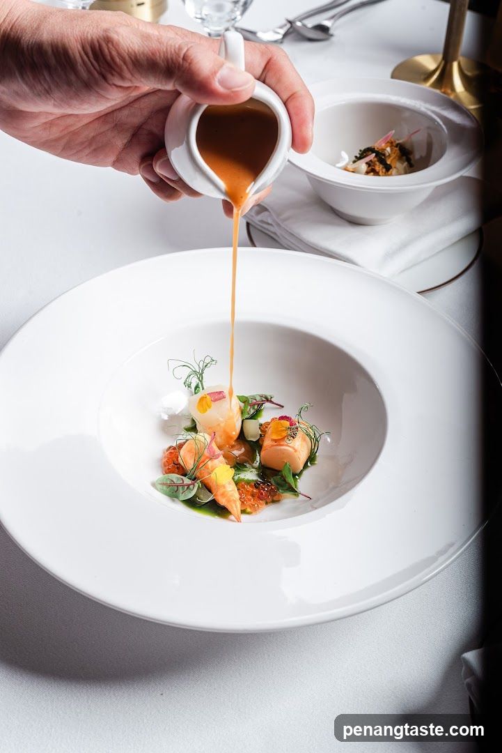 Dish being served with sauce