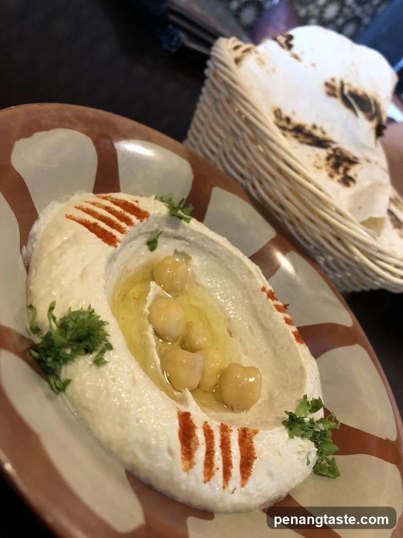 Hummus with Chickpeas and Pita Bread