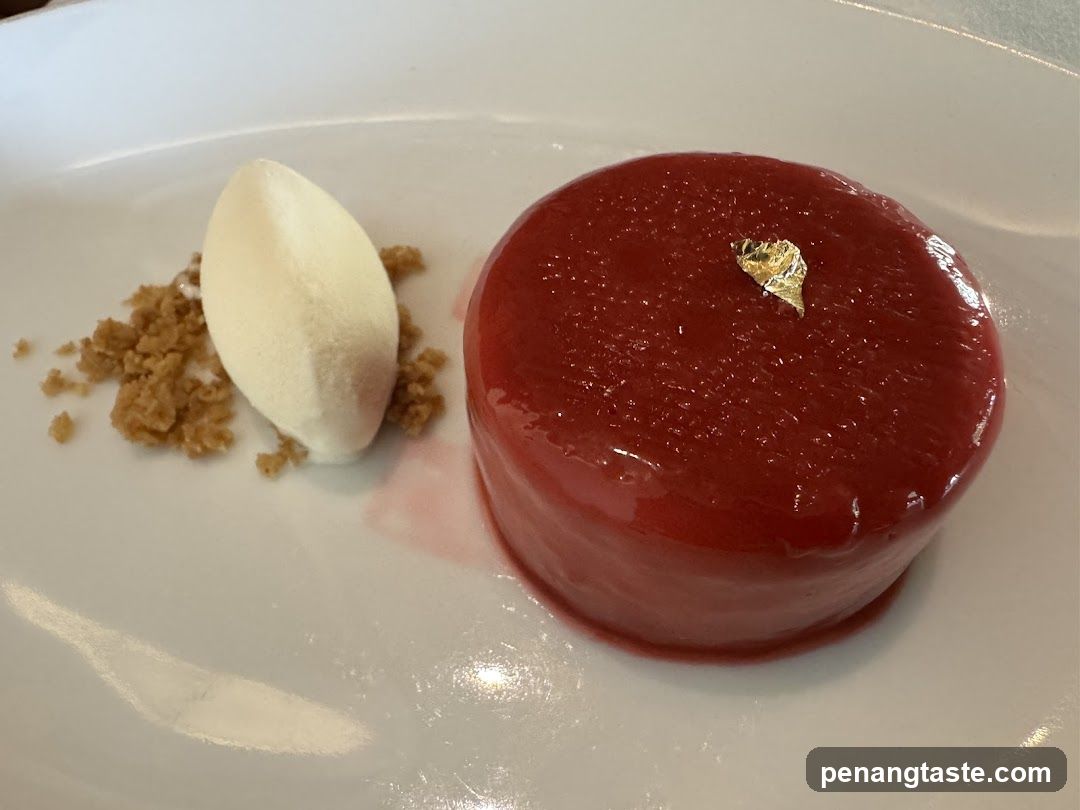 Red Mousse Dessert with Gold Leaf