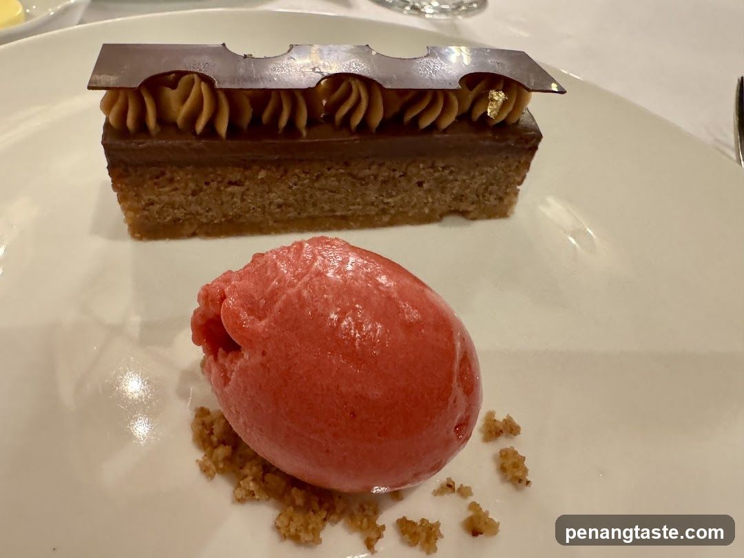Dessert Plate with Sorbet and Cake Slice