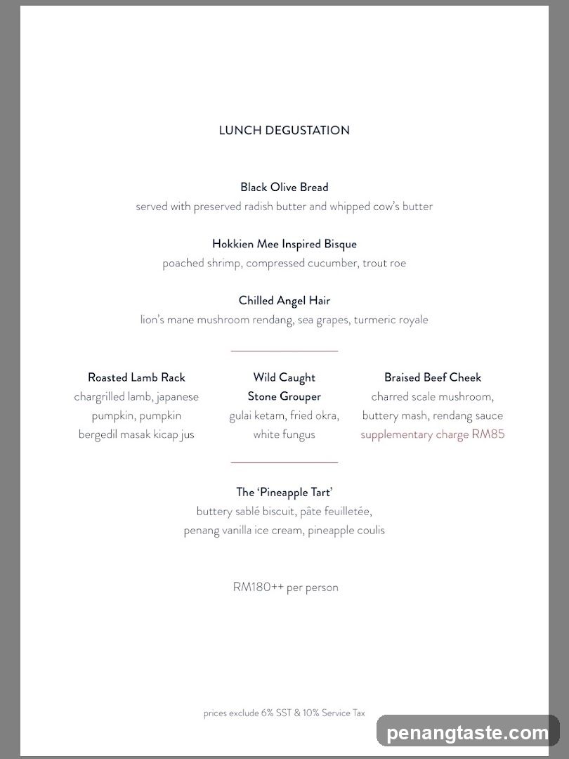 Lunch Degustation Menu