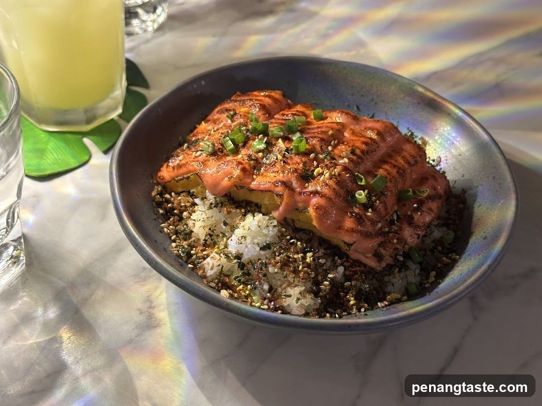 Grilled Salmon Bowl with Rice and Seasoning
