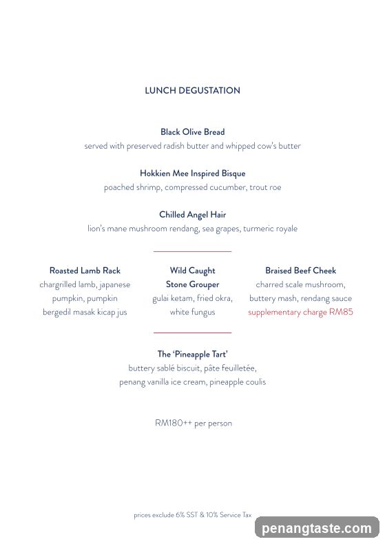 Lunch Degustation Menu