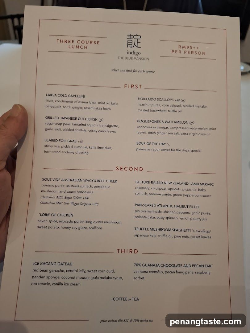 Indigo Menu - The Blue Mansion