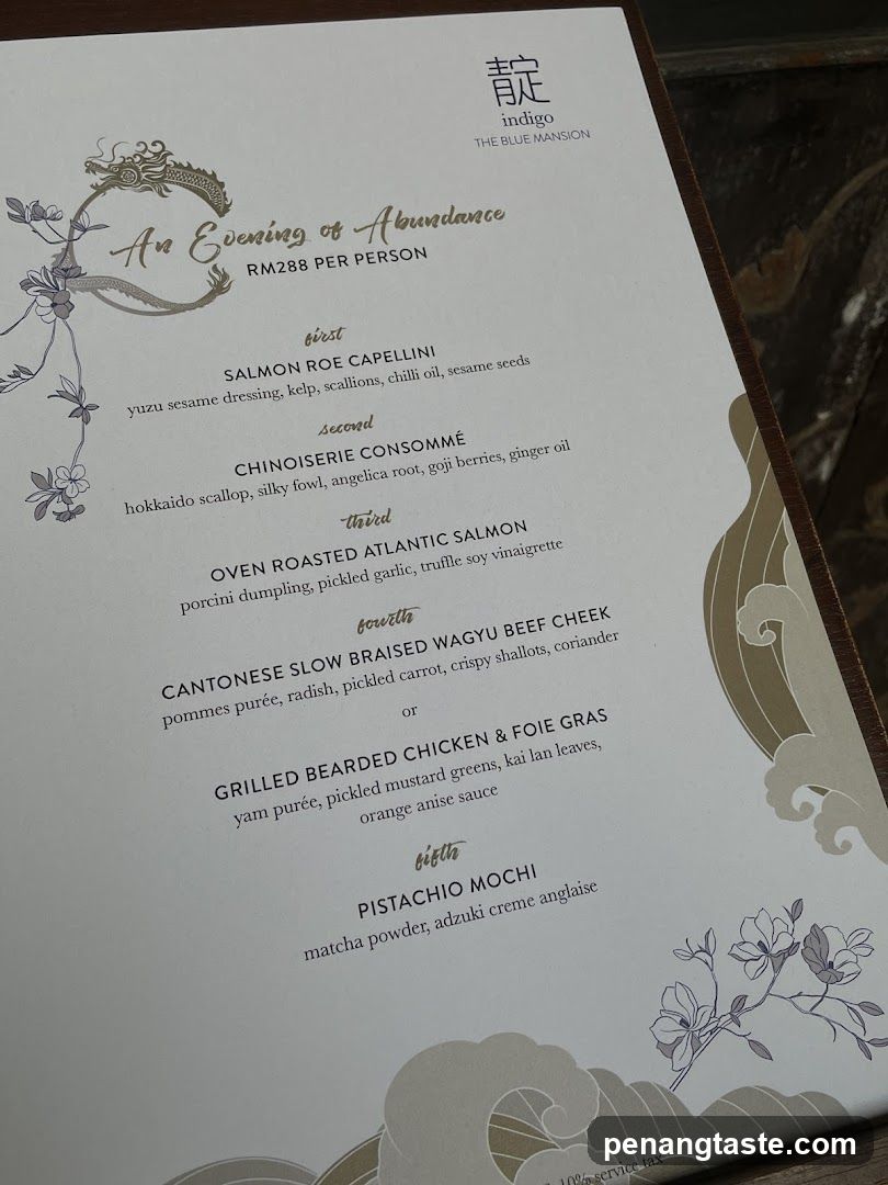 Indigo - The Blue Mansion Menu