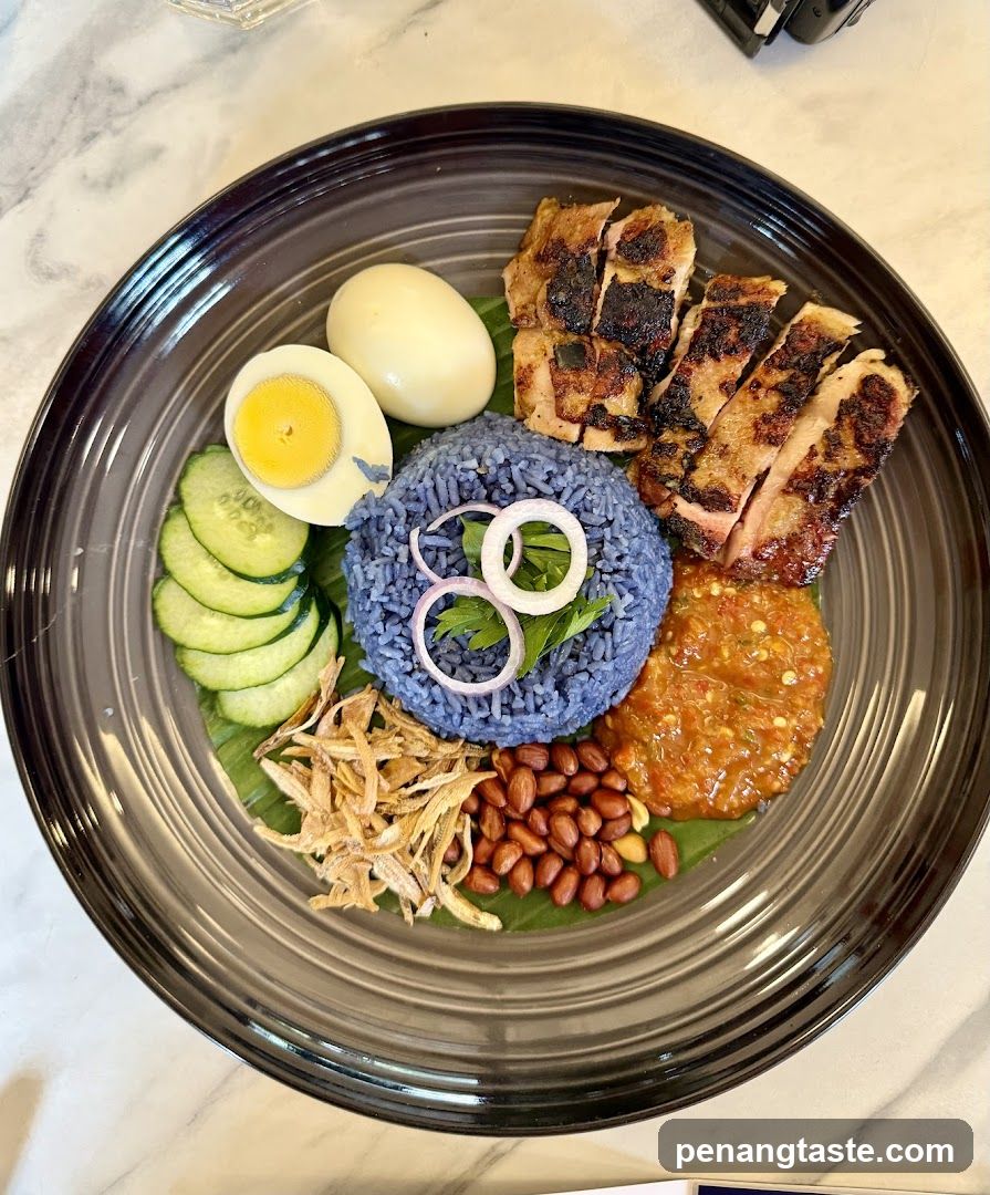 Nasi Lemak with Blue Rice