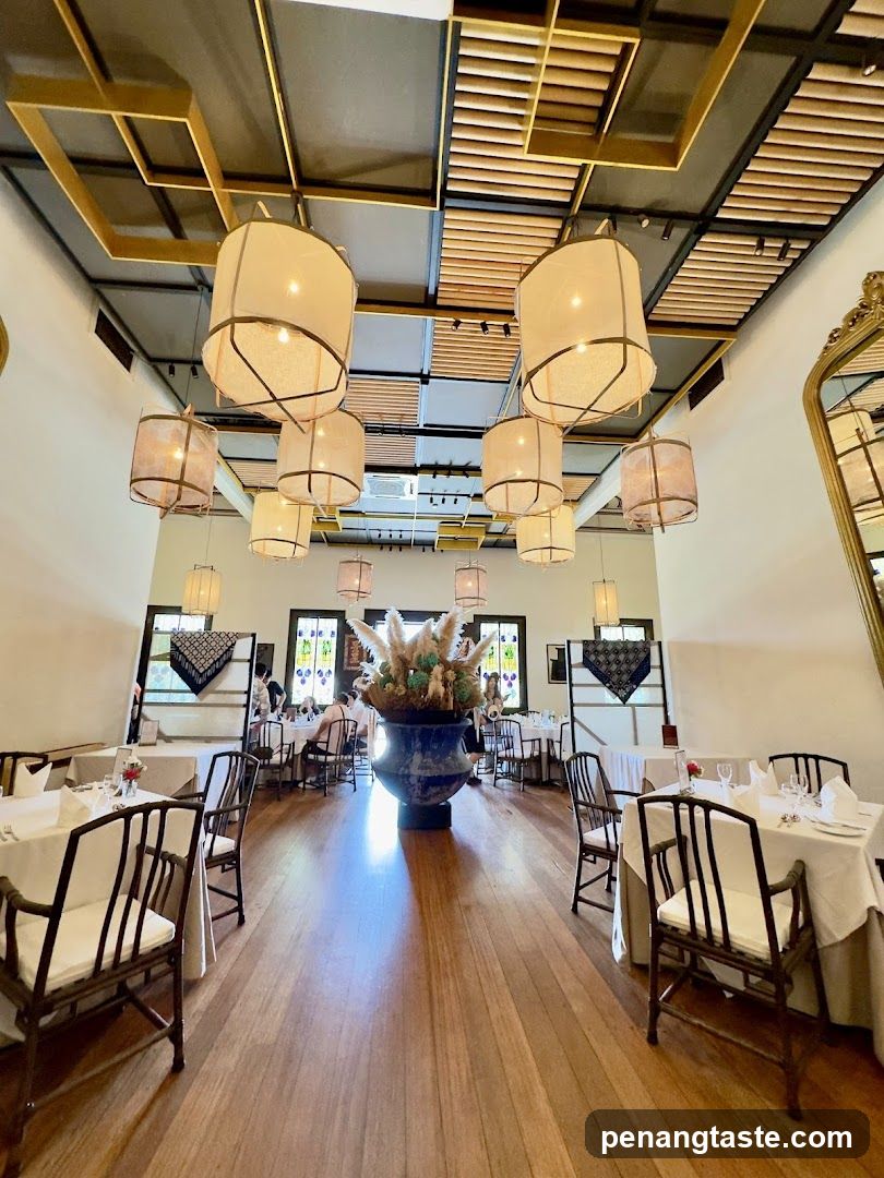 Elegant Dining Interior with Hanging Lamps