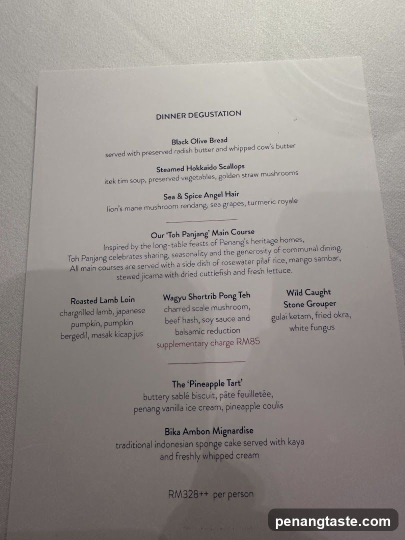 Dinner Degustation Menu