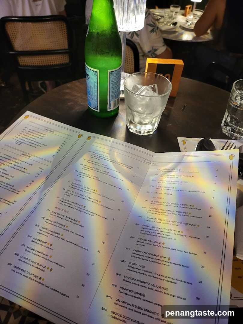 Dining Table with Menu and Drinks