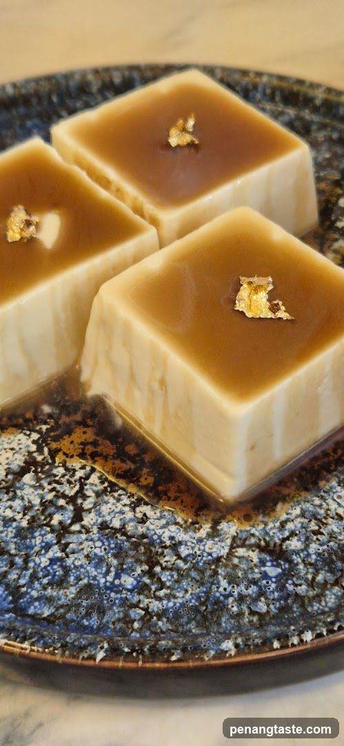 Caramel Pudding with Gold Leaf