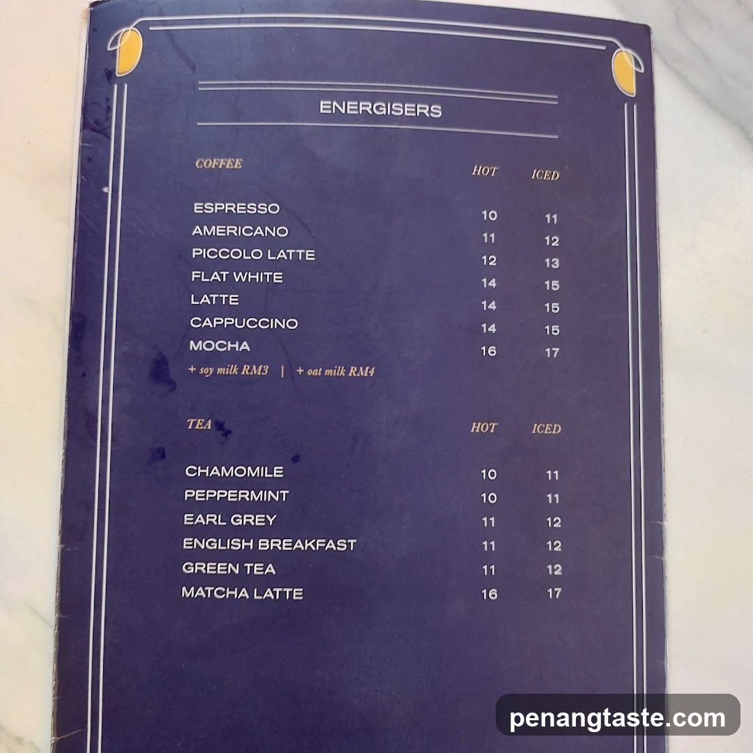 Energisers Menu