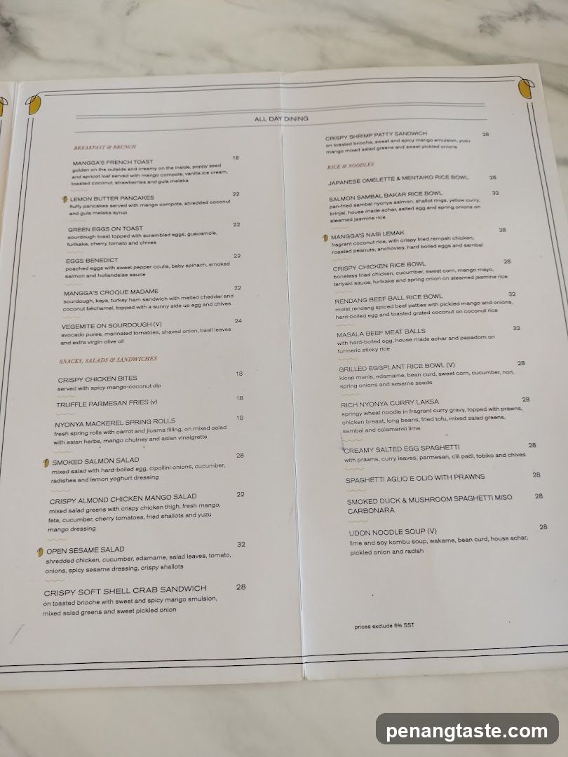 All Day Dining Menu