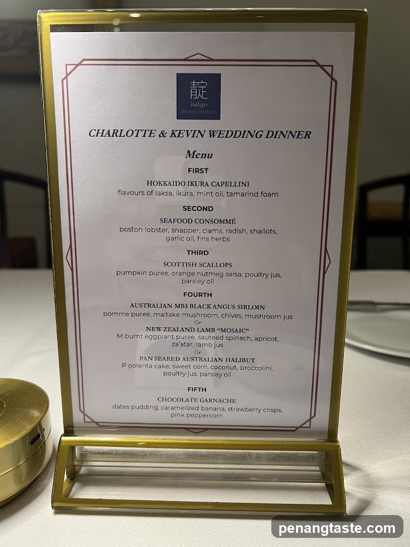 Charlotte & Kevin Wedding Dinner Menu