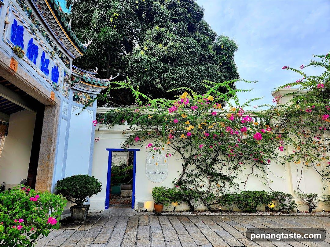 Flower-covered courtyard entrance