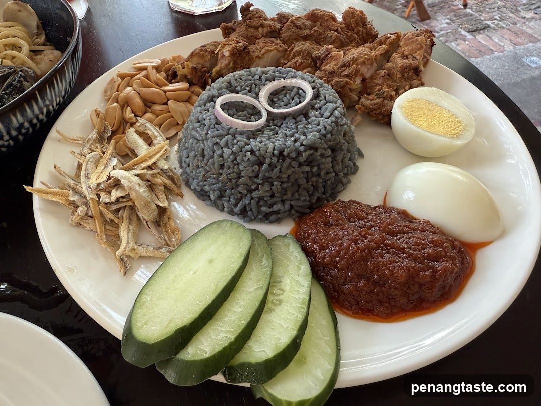 Nasi Lemak Plate with Side Dishes