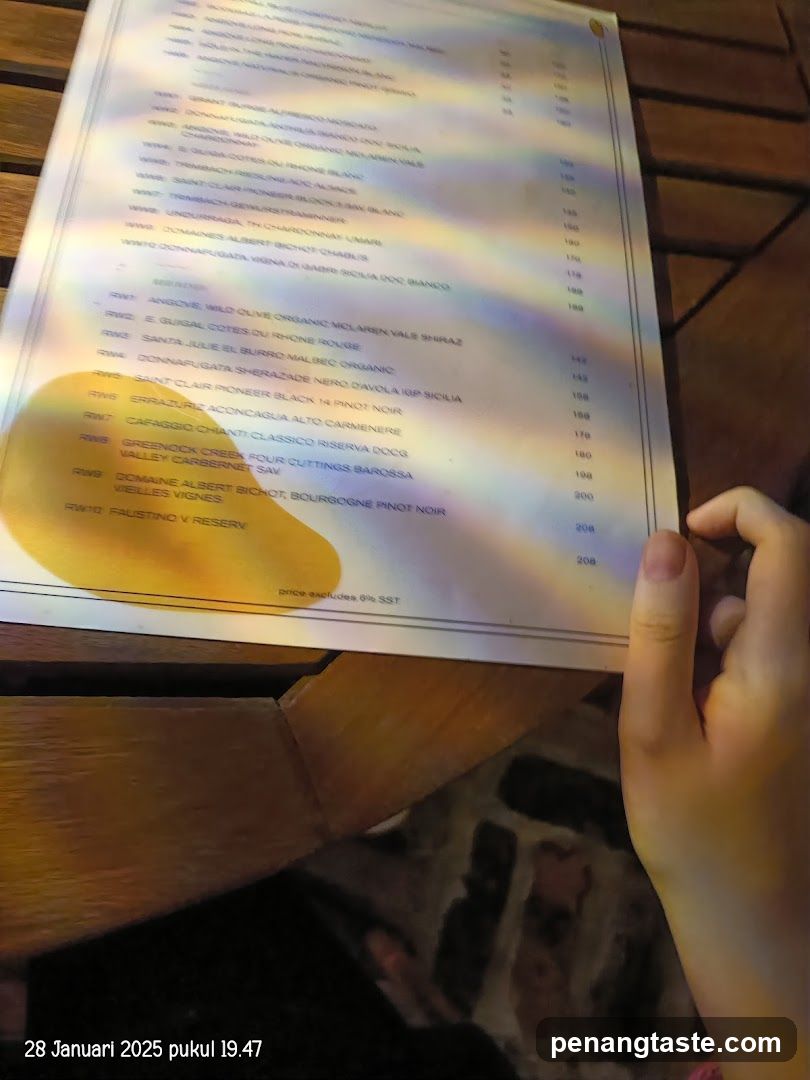 Wine Menu Page