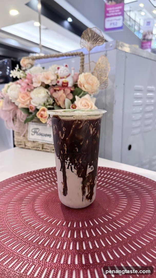 Chocolate Milk Drink with Floral Decoration