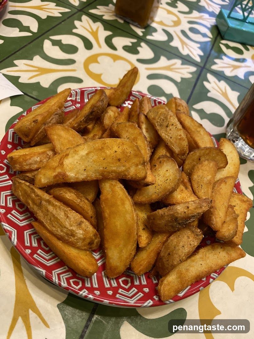 Potato Wedges on a Patterned Plate