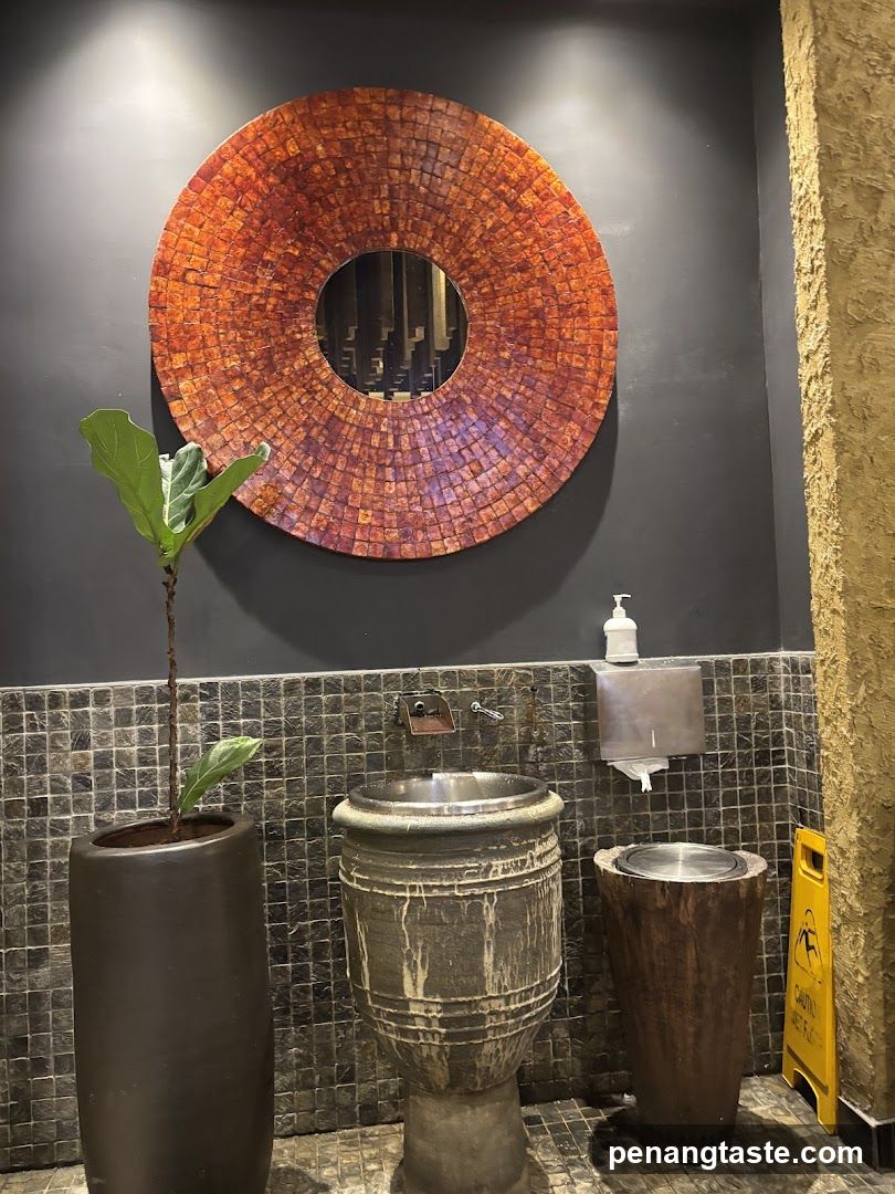 Bathroom Interior with Decorative Mirror and Plant