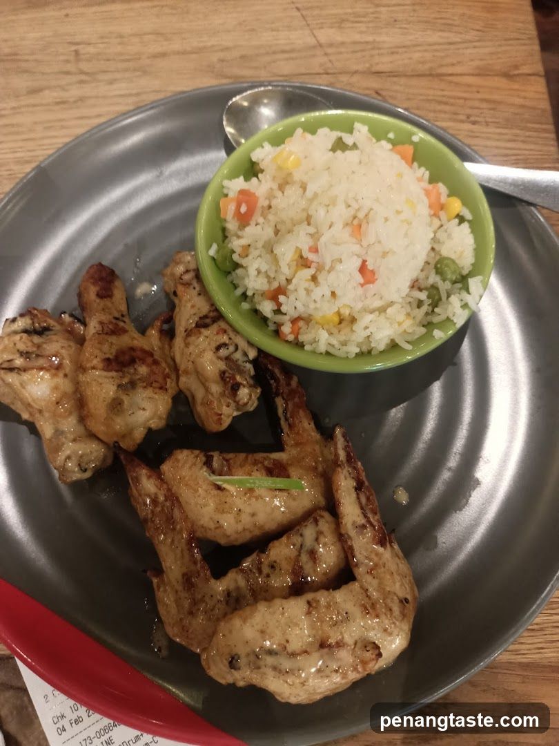 Chicken Wings and Fried Rice Meal